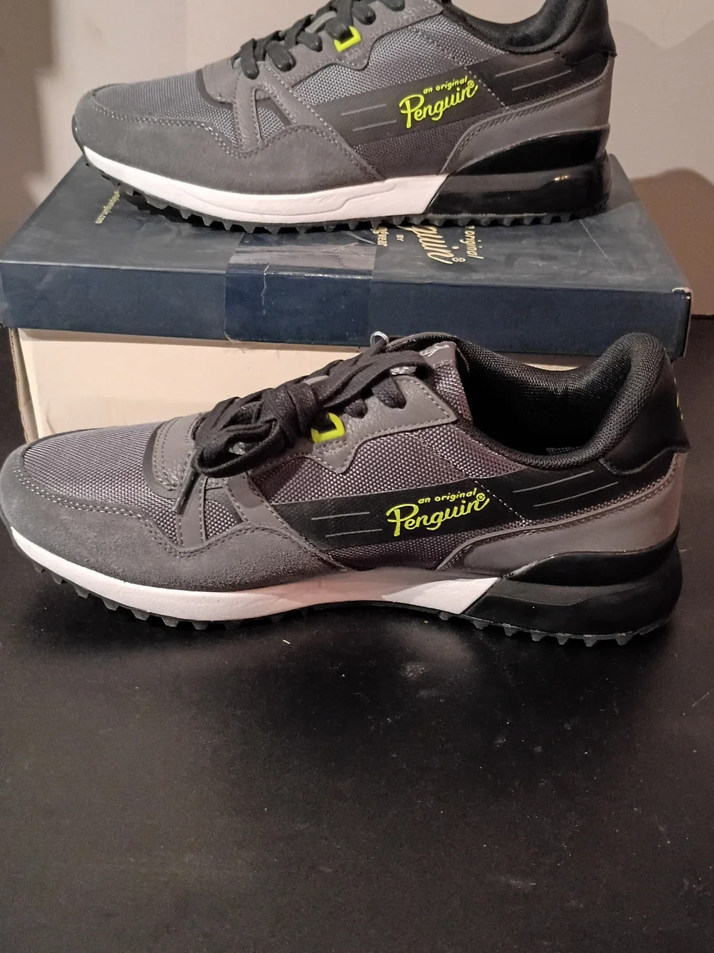 Original Penguin Men's Gray Athletic Sneakers with Neon Accent